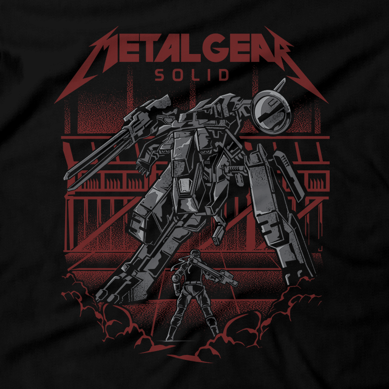Heavy Metal Tees by Draculabyte l Made from 100% cotton, this unisex t-shirt rocks. Black T-shirt in sizes from small to 6X. Metalheads, Graphic Art, Video Game, Metal Gear Solid, MGS, Solid Snake, PS1, Playstation, Twin Snakes, Rex, Ninja, Ocelot, Psycho Mantis, Metallica, Battle, VR Missions, Shadow Moses, Big Boss, Liquid, Peace Walker, PS4, PS2, MGS2