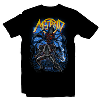 Heavy Metal Tees by Draculabyte l Made from 100% cotton, this unisex t-shirt rocks. Black T-shirt in sizes from small to 6X. Metalheads, Science Fiction, SNES, NES, Bounty Hunter, Zebes, Prime, Gamecube, Alien, Ridley, Final Boss, Retro Gamer, Graphic Art, Fusion, Super Nintendo, Metroid Prime, Samus Aran, Dread, Robot, Switch Clothing