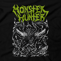 Heavy Metal Tees by Draculabyte l Made from 100% cotton, this unisex t-shirt rocks. Black T-shirt in sizes from small to 6X. Evil, Metalheads, Metal Heads, Monster, Beast, RPG, Monster Hunter World, Iceborne, Playstation, Xbox, Windows, Action Role Playing, Capcom, Hunting Horn, Great Jagras, Anjanath, Diablos, Nergigante, Legiana, Creature