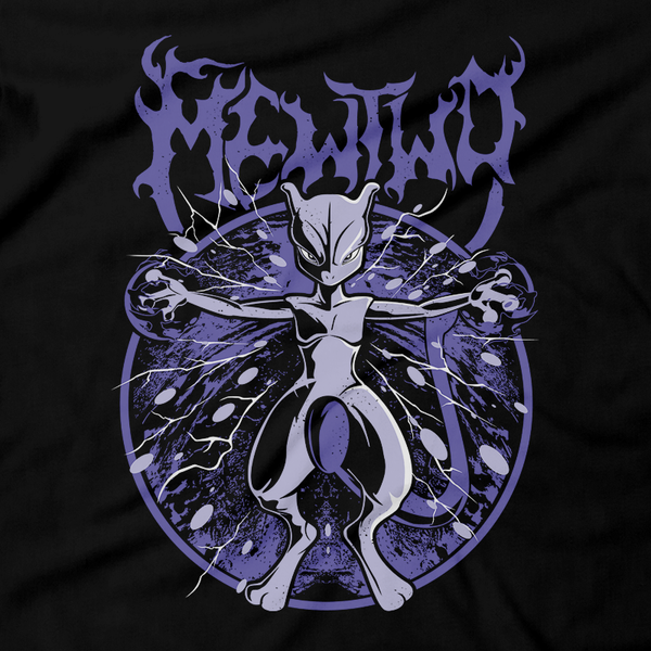 Heavy Metal Tees by Draculabyte l Made from 100% cotton, this unisex t-shirt rocks. Black T-shirt in sizes from small to 6X. Metalheads, Graphic Art, Boss, Rock and Roll, Nintendo Switch, Gameboy, DS, Advance, Pokemon, Red, Blue, Green, Yellow, Telekenesis, Mewtwo, Fire Type, Psychic Type, Shirt, Sword and Shield, Sun, Moon, Team Rocket, Ash, Marduk, Mew