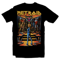 Heavy Metal Tees by Draculabyte l Made from 100% cotton, this unisex t-shirt rocks. Black T-shirt in sizes from small to 6X. Metalheads, Sci-Fi, Science Fiction, SNES, NES, Bounty Hunter, Zebes, Prime, Zero Suit, Alien, Ridley, Smash Bros, Retro Gamer, Graphic Art, Phazon, Fusion, Super Nintendo, Iron Maiden, Metroid, Samus Aran