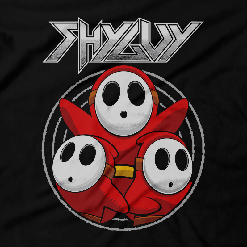 Heavy Metal Tees by Draculabyte l Made from 100% cotton, this unisex t-shirt rocks. Black T-shirt in sizes from small to 6X. Nintendo, Super Mario Bros, Mario, Super Mario, Smash Bros, NES, SNES, N64, Retro Gamer, Retro Gaming, Graphic Art, Shirt, Clothing, Shyguy, Shy Guy, Super Mario 64, Nintendo 64, 90s, Mario Party, Paper Mario, Yoshi