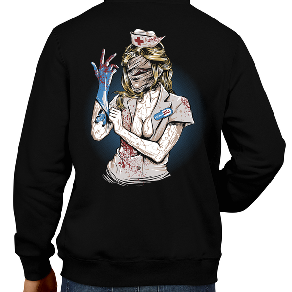 This unisex hoodie rocks. Black Hoodie For Men or Women. Sizes S to 5X - Horror, Video Games, Red, Cult, Silent Hill, Silent Hill 2, Silent Hill 3, Playstation 1, One, PS1, PS2, Playstation 2, Movie, Film, Nurse, Fog, Shirt, Art, Heather, Bloody, Robbie the Rabbit, Evil, Blink 182, Online Shop, Store