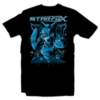 Heavy Metal Tees by Draculabyte l Made from 100% cotton, this unisex t-shirt rocks. Black T-shirt in sizes from small to 6X. Fox Mccloud, Star Fox, Star Fox 64, Nintendo 64, N64, SNES, Super Nintendo, Arwing, Falco, Peppy, Slippy, Shooter, Andross Smash Bros Ultimate, Graphic Art. Wolf, Pigma, Retro Gamer, Gaming, Video Game, Clothes, Shirt