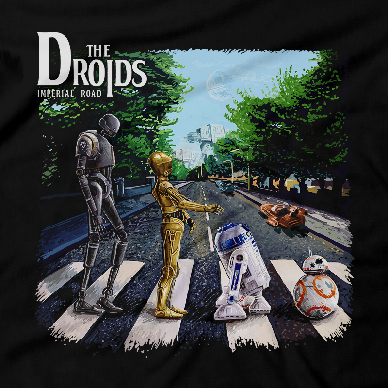 Heavy Metal Tees by Draculabyte l Made from 100% cotton, this unisex t-shirt rocks. Black T-shirt in sizes from small to 6X. Graphic Art, Rock, Movie, Film, Sci-Fi, Yoda, Baby Yoda, Jedi, The Force, Mandalorian, Boba Fett, C-3PO, R2D2, BB8, The Droids, Star Wars, Luke Skywalker, Princess Leia, Jawas, Jawa, Sand Crawler, Album, Music, The Beatles