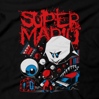 Heavy Metal Tees by Draculabyte l Made from 100% cotton, this unisex t-shirt rocks. Black T-shirt in sizes from small to 6X. King Boo, Ghost, Super Mario, SMB, Mario 3, Super Mario 64, Mario Kart 64, Retro, Video Games, Gamer, SNES, Nintendo Shirt, Switch, N64, Art, Luigi's Mansion, Halloween, Big Boo's Haunt, Piano, Red Coins, Ghost, Ghosts