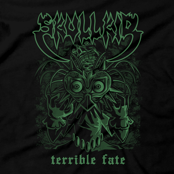Heavy Metal Tees by Draculabyte l Made from 100% cotton, this unisex t-shirt rocks. Black T-shirt in sizes from small to 6X. Skull Kid, Majora's Mask, Zelda, Nintendo design.