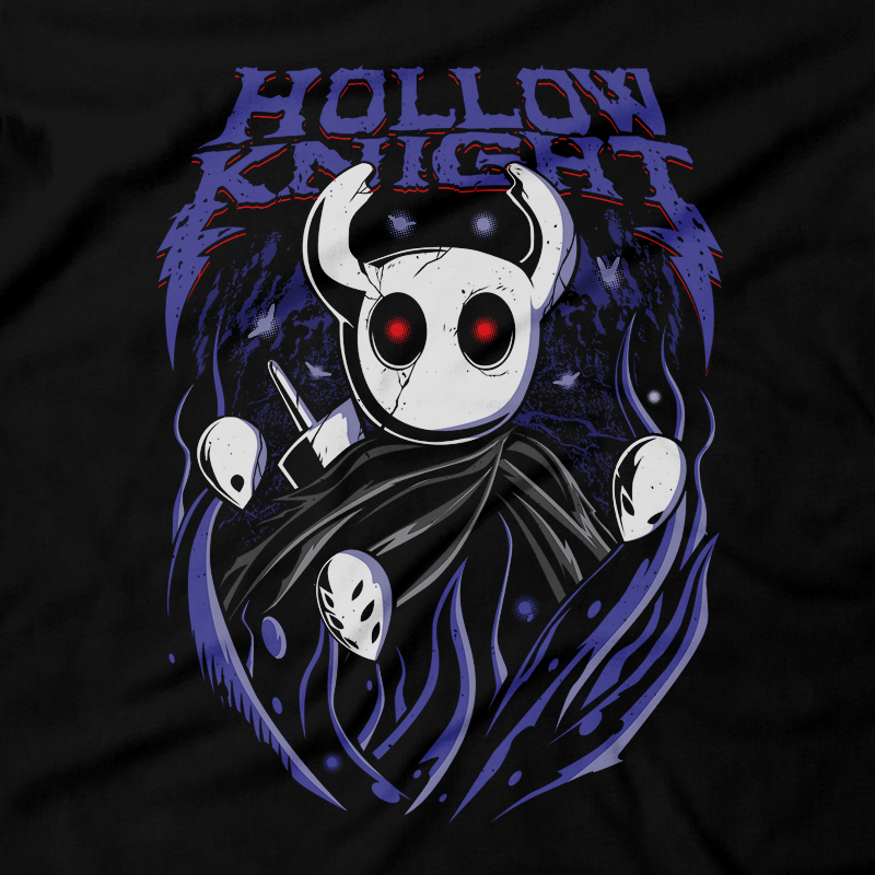 Heavy Metal Tees by Draculabyte l Made from 100% cotton, this unisex t-shirt rocks. Black T-shirt in sizes from small to 6X. Metalheads - Gamer, Bugs, Beetle, Hollow Knight, Failed Champion, False Knight, Maggot, Insects, Adventure, Metroidvania, Team Cherry, Vessel, Ghost, Nameless, Mask Shards, Hallownest, Dream Nail, Radiance, Hornet