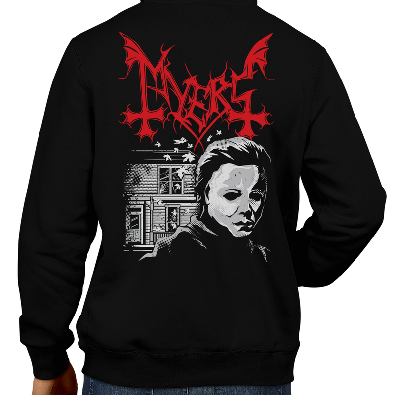 This unisex hoodie rocks. Black Hoodie For Men or Women. Sizes S to 5X - Movie, Film, Scary, Halloween, Evil, Bloody, Killer, Murder, Halloween, Michael Myers, Boogey Man, 1978, Laurie, Loomis, Candy, October, Knife, Haddonfield, The Shape, Death, Clothes, Online Shop, Store, Freddy Krueger