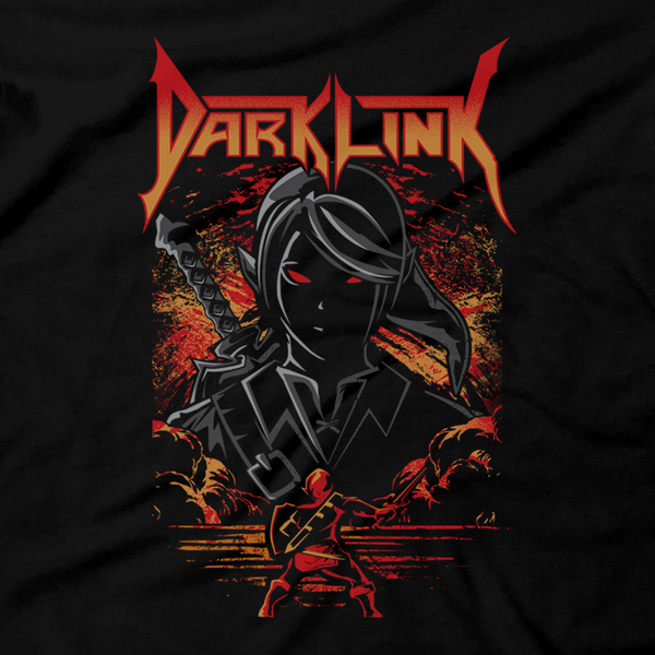 Heavy Metal Tees by Draculabyte l Made from 100% cotton, this unisex t-shirt rocks. Black T-shirt in sizes from small to 6X. Dark Link, Ocarina of Time, Zelda, Nintendo design.