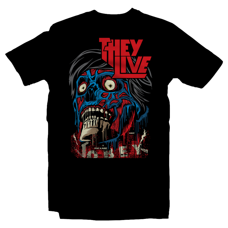 Heavy Metal Tees by Draculabyte l Made from 100% cotton, this unisex t-shirt rocks. Black T-shirt in sizes from small to 6X. Metalheads. Horror, Movie, Film, Scary, Halloween, Evil, Killer, Murder, They Live, Blue, Roddy Piper, Chew Bubblegum, John Carpenter, UFO, Aliens, Outer Space, Nada, Obey, Submit, Myers, Clothes, Shop, Clothing Store