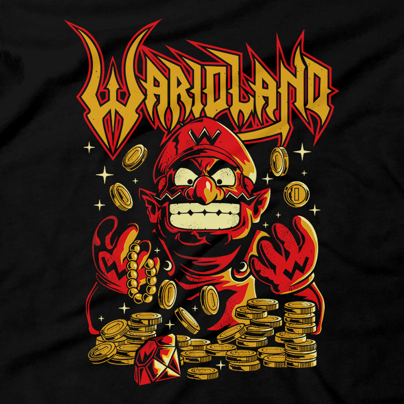 Heavy Metal Tees by Draculabyte l Made from 100% cotton, this unisex t-shirt rocks. Black T-shirt in sizes from small to 6X. Video game shirt inspired by Metal, Warbringer, Wario, Warioland, Wah, Super Mario, Super Mario Land, Super Smash Bros, Cute, Shirt, Nintendo, Switch, SMB, 6 Golden Coins, Evil, Funny, Retro Game Graphic Art.