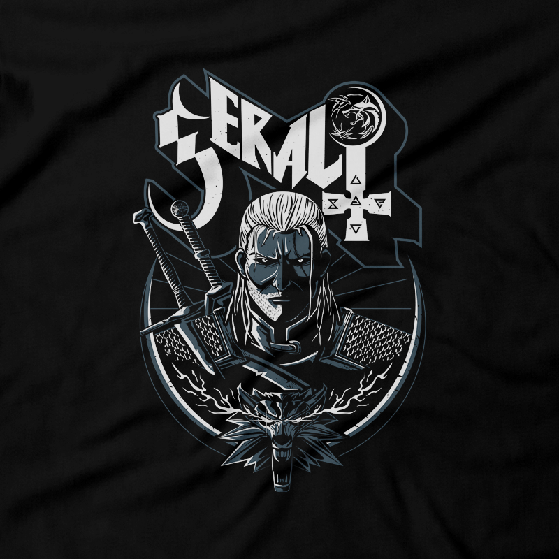 Heavy Metal Tees by Draculabyte l Made from 100% cotton, this unisex t-shirt rocks. Black T-shirt in sizes from small to 6X. RPG, Witch, Wolf, Ghost Band, Classic, Gamer, Video Games, Witcher, Knight, Swordsman, Fighter, Level Up, Geralt, Elder Scrolls, Dragon Age,  Middle Ages, Lord, Manor, Castle, Mountains, Travel
