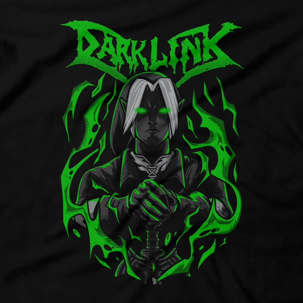 Heavy Metal Tees by Draculabyte l Made from 100% cotton, this unisex t-shirt rocks. Black T-shirt in sizes from small to 6X. Dark Link, Ocarina of Time, Zelda, Nintendo design.