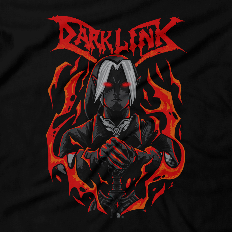 Heavy Metal Tees by Draculabyte l Made from 100% cotton, this unisex t-shirt rocks. Black T-shirt in sizes from small to 6X. Dark Link, Ocarina of Time, Zelda, Nintendo design.