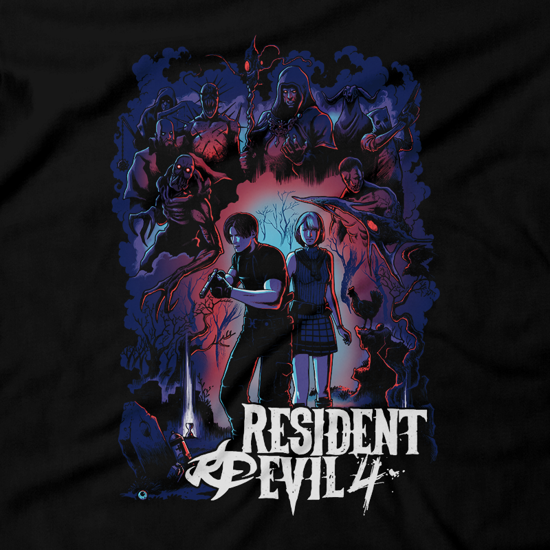Heavy Metal Tees by Draculabyte l Made from 100% cotton, this unisex t-shirt rocks.  Black T-shirt in sizes from small to 6X Metalheads, RE, Biohazard, Umbrella, Racoon City, Leon Kennedy, Jill Valentine, Zombie, Resident Evil, 4, 7, 2, Chris Redfield, Survival Horror, T-Virus, Parasite, Gamecube,  Ashley Graham, Cult, Las Plagas
